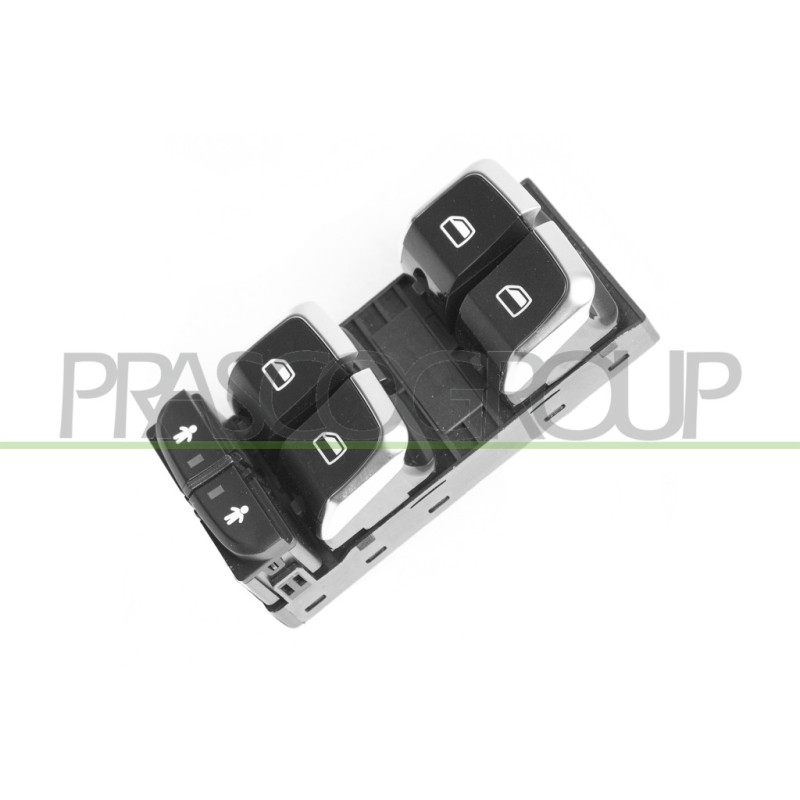 PANNEAU A BOUTON-POUSSOIR NOIR/BORD CHROME'-4 INTERRUPTEURS-LEVE VITRE-PORTE AVA