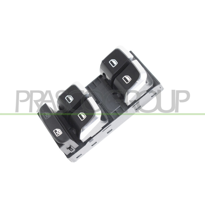 PANNEAU A BOUTON-POUSSOIR NOIR/BORD CHROME'-4 INTERRUPTEURS-LEVE VITRE-PORTE AVA