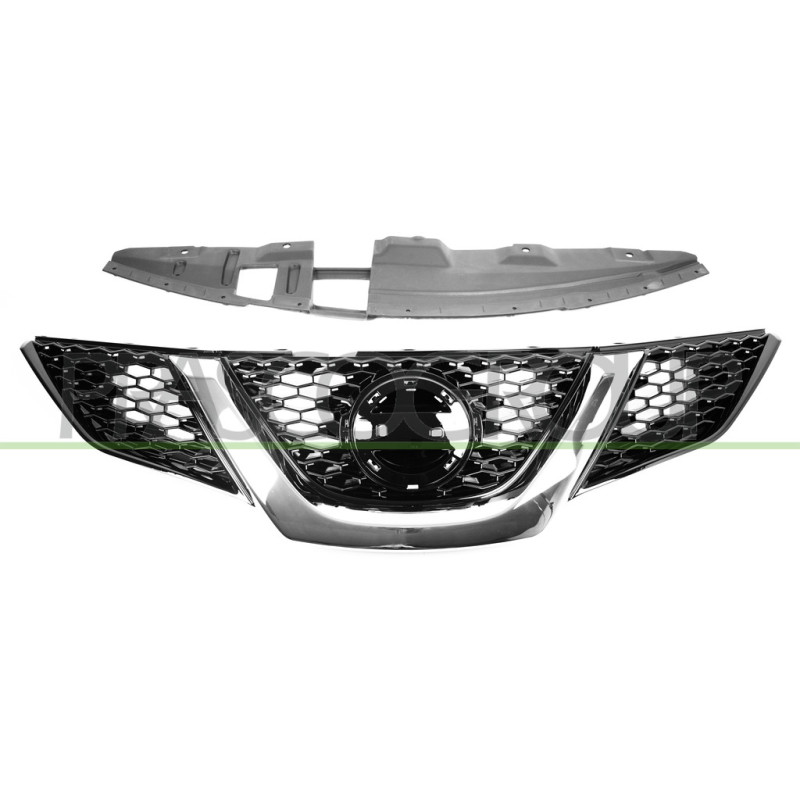 Grille de calandre noir brillant avec moulure chrome