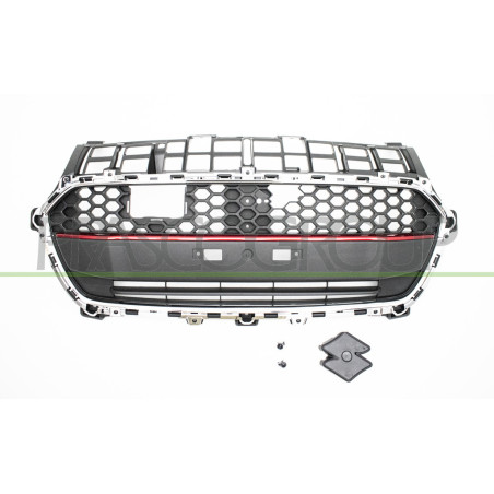 Grille de calandre noir avec moulure rouge et cadre chrome