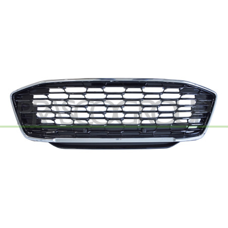 Grille Calandre-Noire Brillant avec Cadre Chrome'