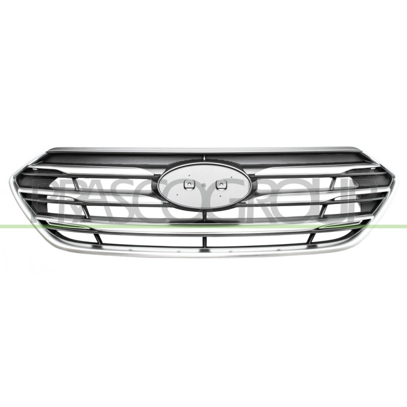 Grille Calandre Noire avec Moulures et Cadre Chrome'
