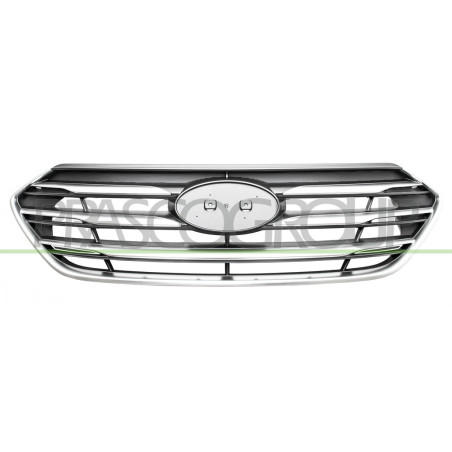 Grille Calandre Noire avec Moulures et Cadre Chrome'