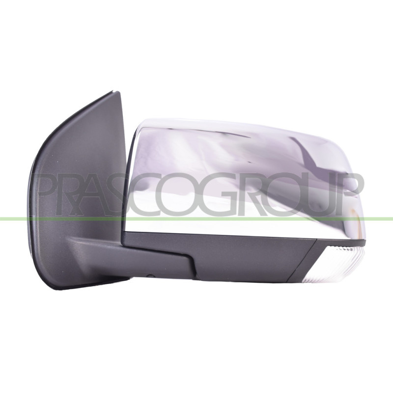 Retroviseur Gauche Electrique-Noir-Avec Feu-Convexe/Chrome'-Avec Coquille Chrome