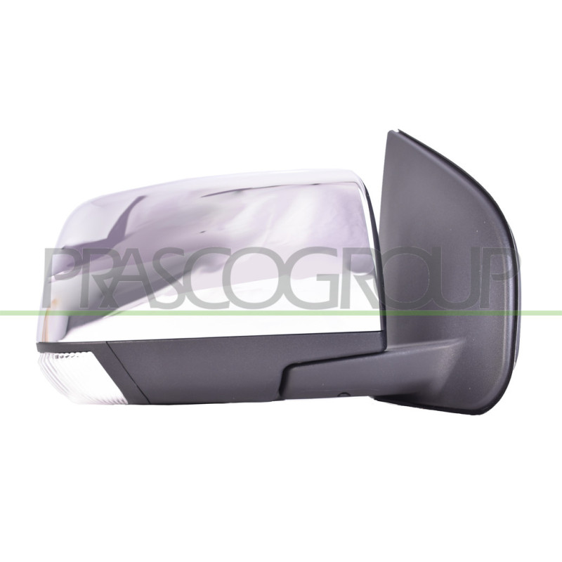 Retroviseur Droit Electrique-Noir-Avec Feu-Convexe/Chrome'-Avec Coquille Chromee