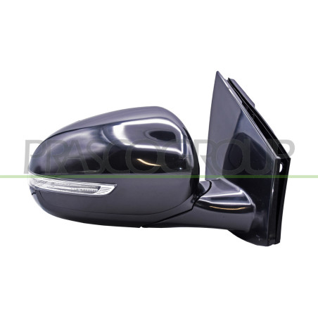 Retroviseur Droit Electrique-Noir-Avec Feu-Convexe/Chrome'