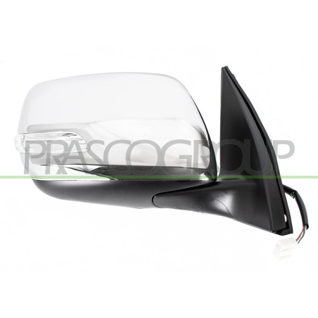 Retroviseur Droit Electrique-Noir-Avec Feu-Convexe/Chrome'-Avec Coquille Chromee