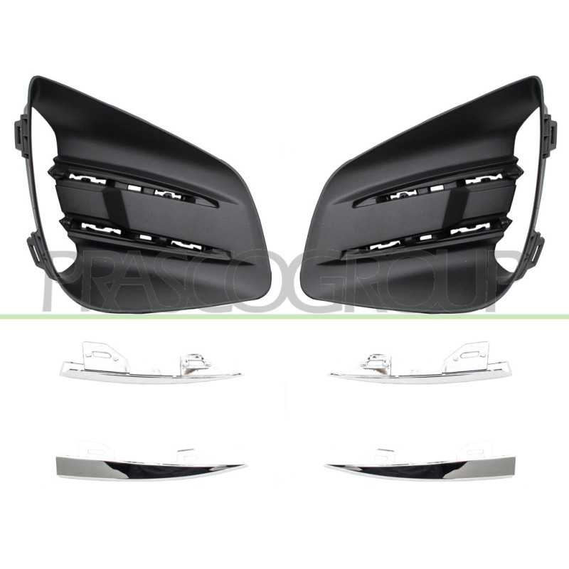 Jeu de Grille de Pare-Chocs avant Noir Structure'-Sans Sieges Antibrouillard-ave