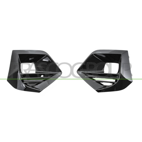 Jeu de Grille de Pare-Chocs Avant-Noir Brillante avec Sieges Antibrouillard (côt